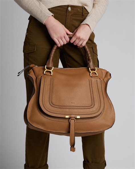 chloe marcie large satchel tan|chloe marcie saddle bag.